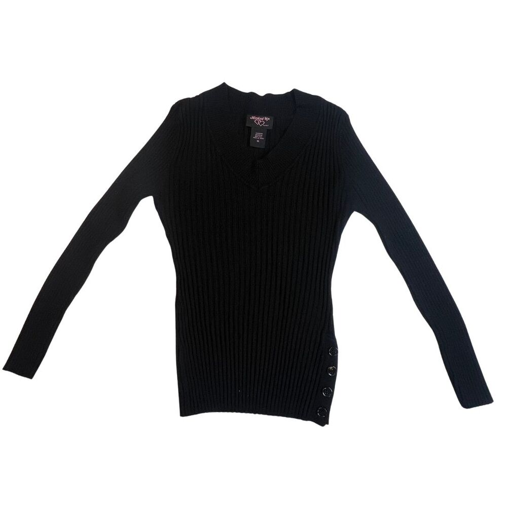 Hooked Up by IOT Sweater Juniors XL Rib Knit Preppy Classic Academic V Neck Top - Picture 3 of 13